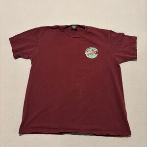 Santa Cruz T Shirts Size Large Burgundy Skateboard Summer Casual Graphic